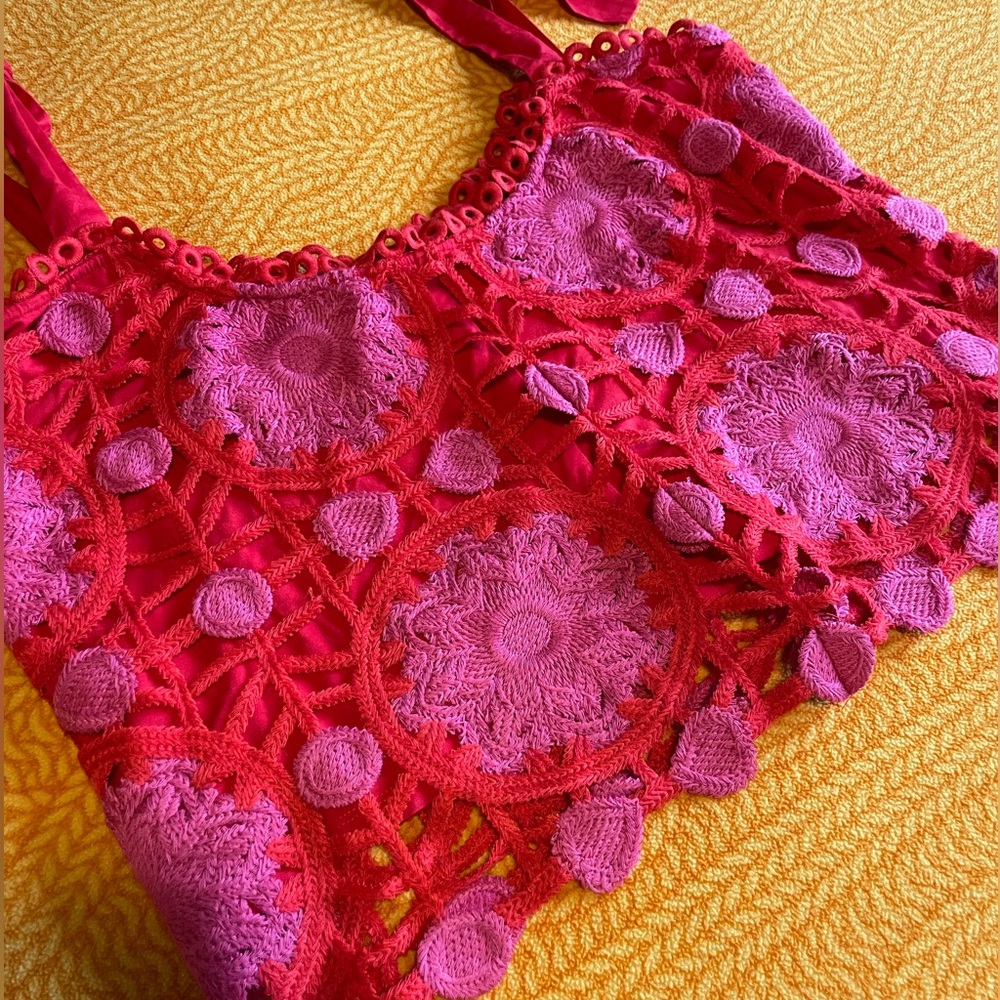 NWT Anthropologie Lace Embroidered Crop Top sz XL - Picture 4 of 7
